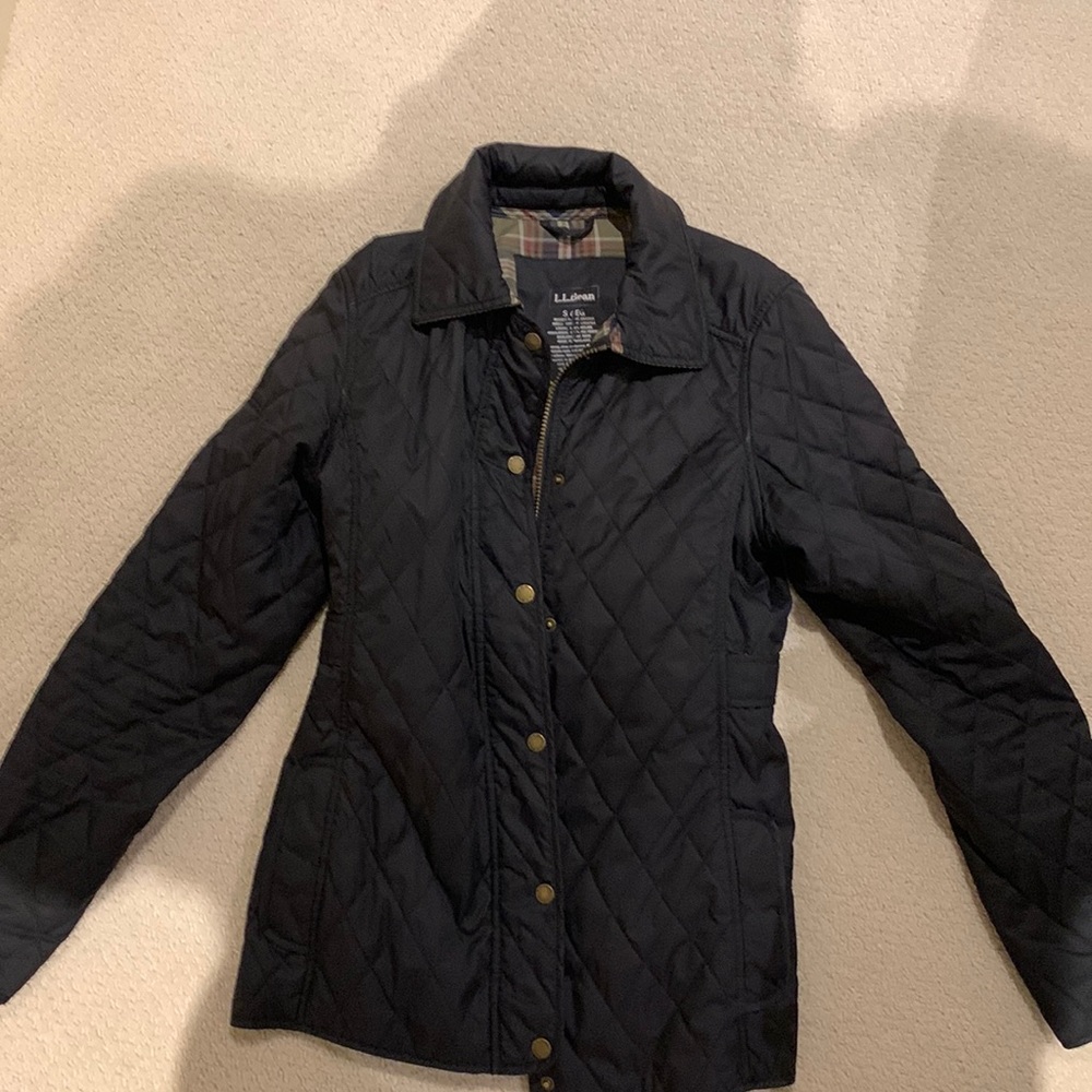 LL Bean Small Black woman’s quilted riding jacket
